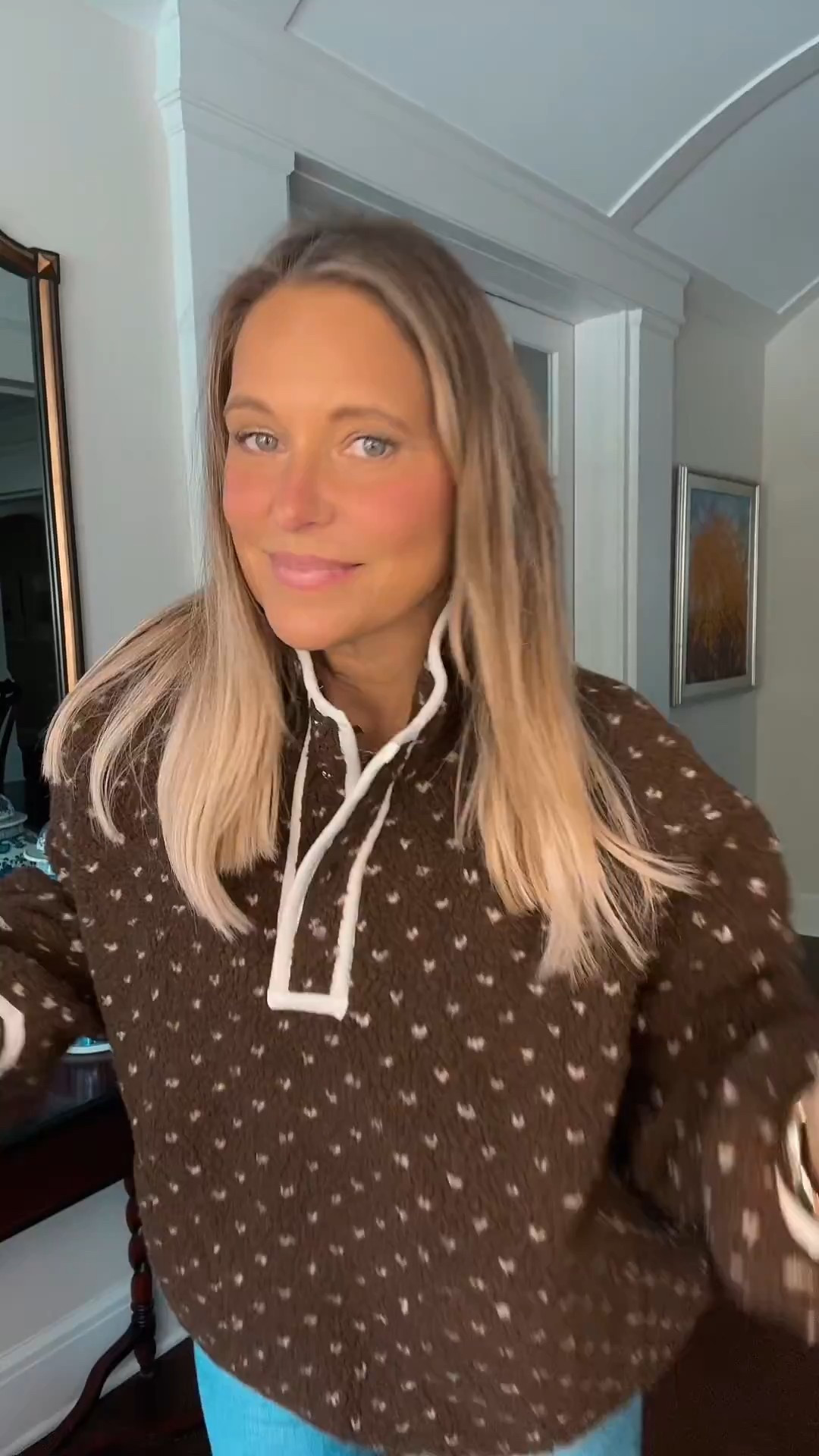 The cutest fleece form Social Threads! This is perfect to lounge around in but also will keep you warm when running out to do some errands! Love the simple pattern and color palette on this one! 

#LTKSeasonal #LTKMidsize #LTKOver40