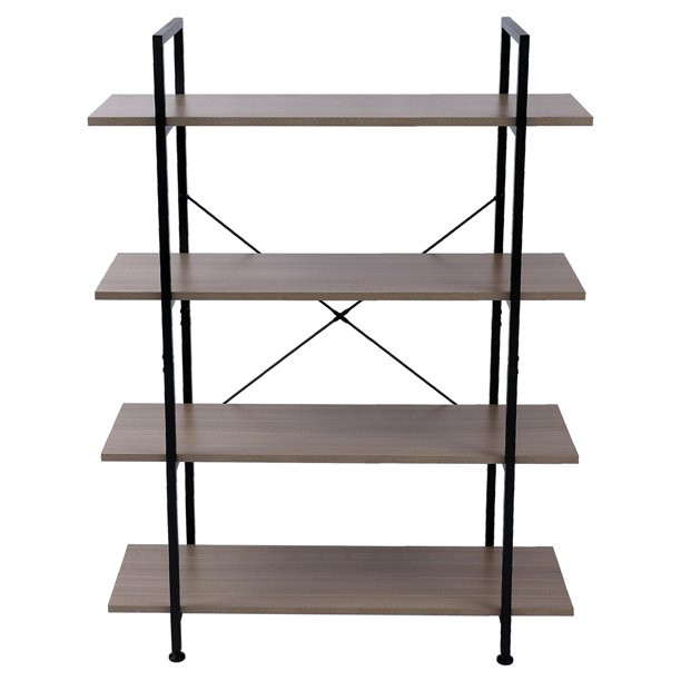 4-Tier Industrial Bookcase and Book Shelves, Vintage Wood and Metal Bookshelves, Open Bookshelf D... | Walmart (US)