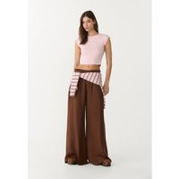 Stradivarius Pantalon palazzo fluide lin Marron S | Stradivarius (FR)