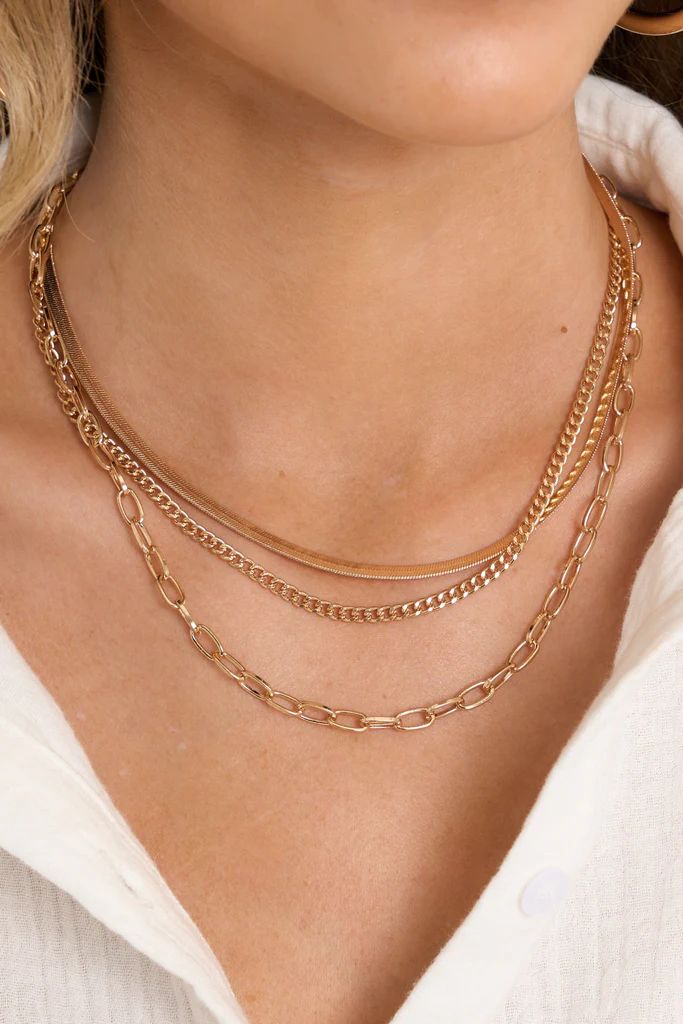 All The Ways To You Gold Layered Necklace | Red Dress 
