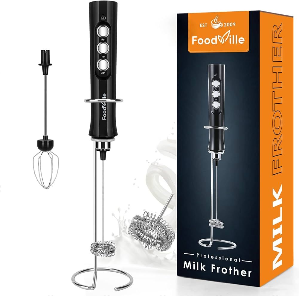 MF02 Rechargeable Milk Frother Handheld Foam Maker with Stainless Whisk for Cappuccino, Latte, Bu... | Amazon (US)