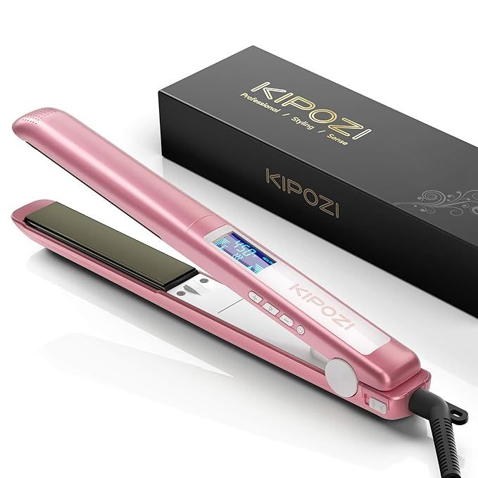 KIPOZI Hair Straightener 1 Inch Titanium Plates Professional Flat Iron with Adjustable Temperatur... | Amazon (US)