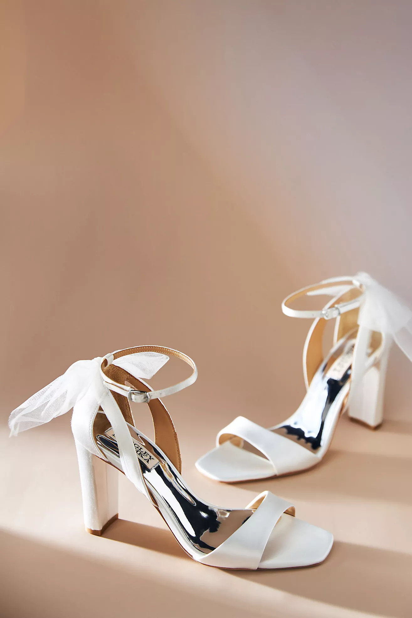 Badgley Mischka Kim Mesh Bow Block Heels | Anthropologie (US)