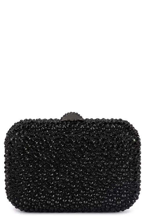 Olga Berg Casey Hot Fix Crystal Clutch in Black/Black at Nordstrom | Nordstrom