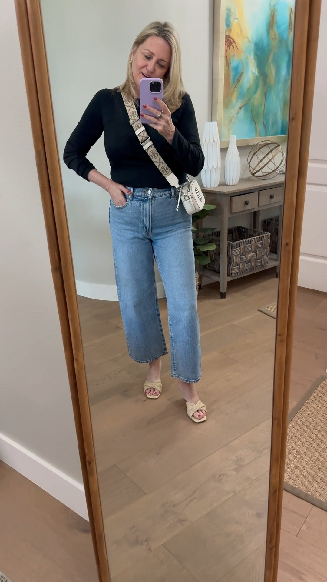 Wide leg cropped jeans, Tory Burch miller crossbody, casual spring outfit 

#LTKMidsize #LTKootd #LTKSeasonal