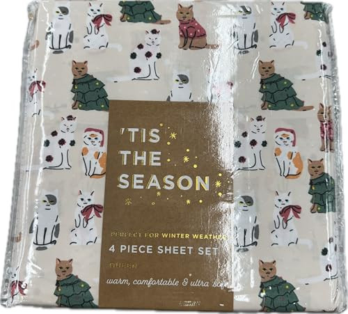 'Tis the Season Christmas Winter Sheet Set (Christmas Cats, Queen) | Amazon (US)