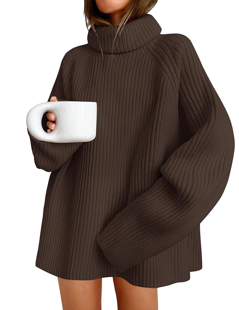 ZESICA Women's 2025 Fall Winter Sweaters Oversized Turtleneck Long Sleeve Chunky Knitted Pullover... | Amazon (US)