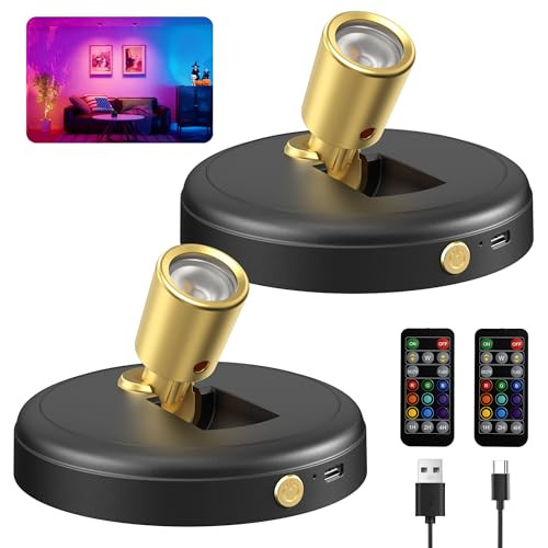 Spot Lights Indoor RGB Spotlight: Rechargeable Color Changing Wireless Uplights Indoor - Plants T... | Amazon (US)