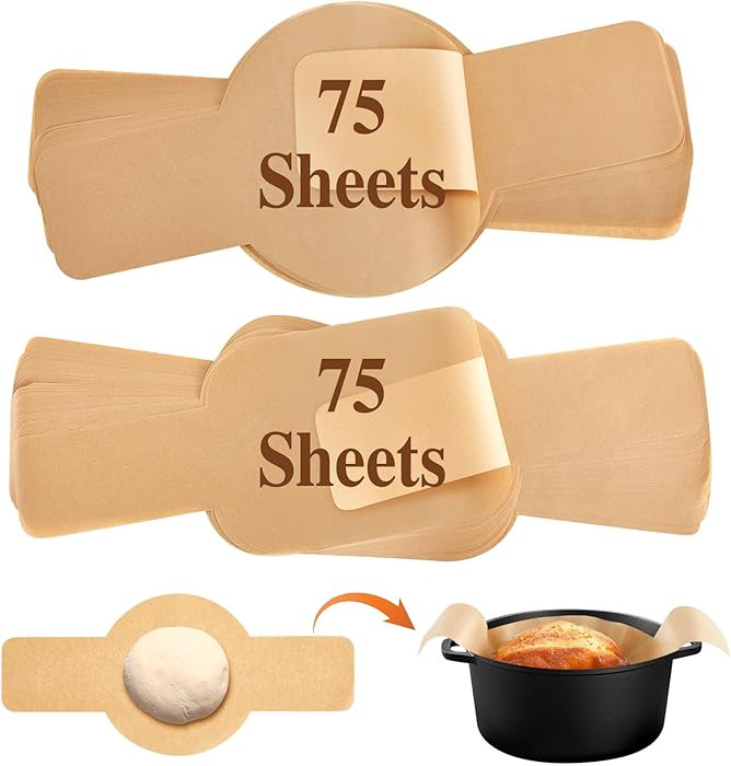 Marspark 150 Pcs Parchment Paper for Sourdough Baking, Bread Sling - Dutch Oven Liner, Pre-Cut Pa... | Amazon (US)