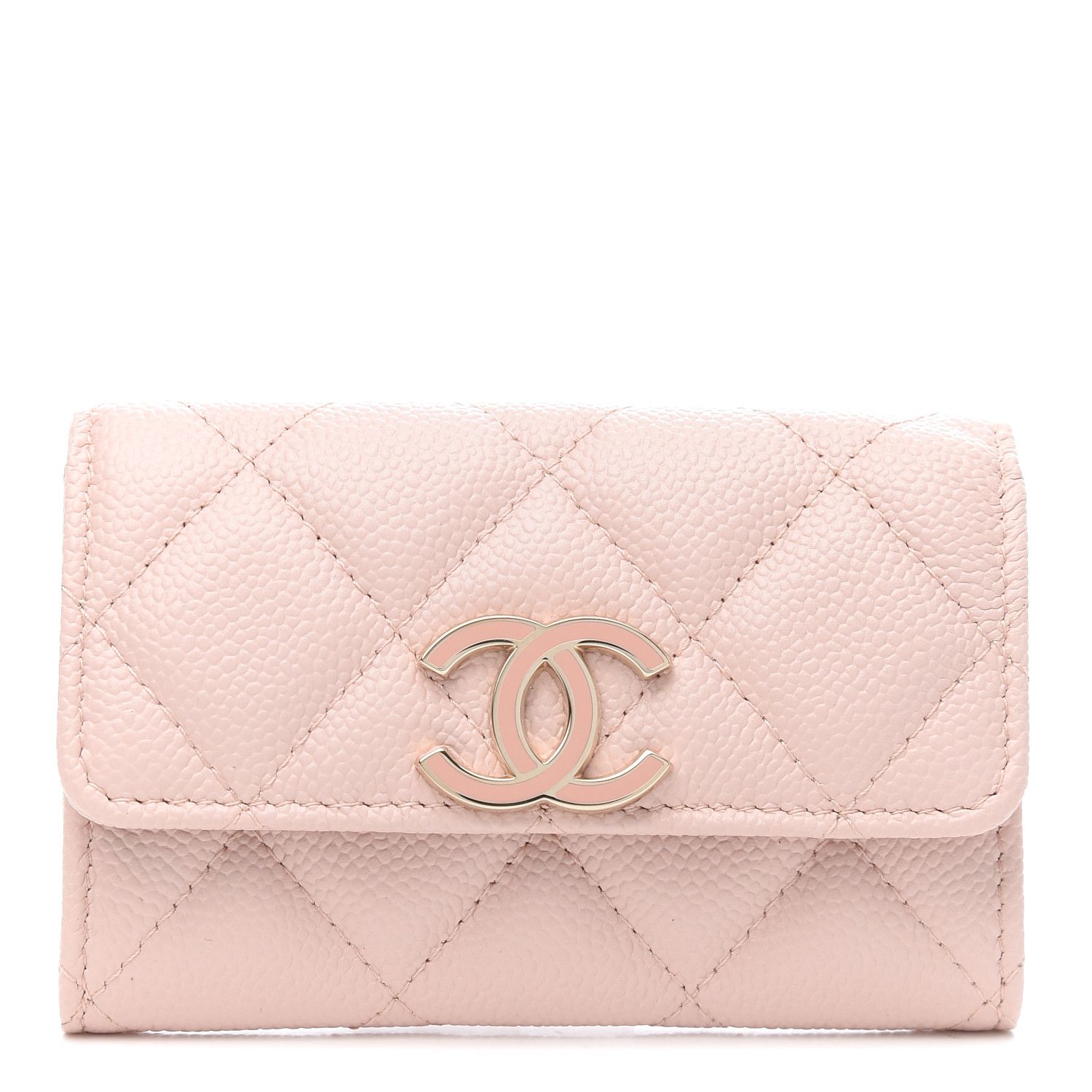 Caviar Quilted My Everything Flap Card Holder Light Pink | Fashionphile