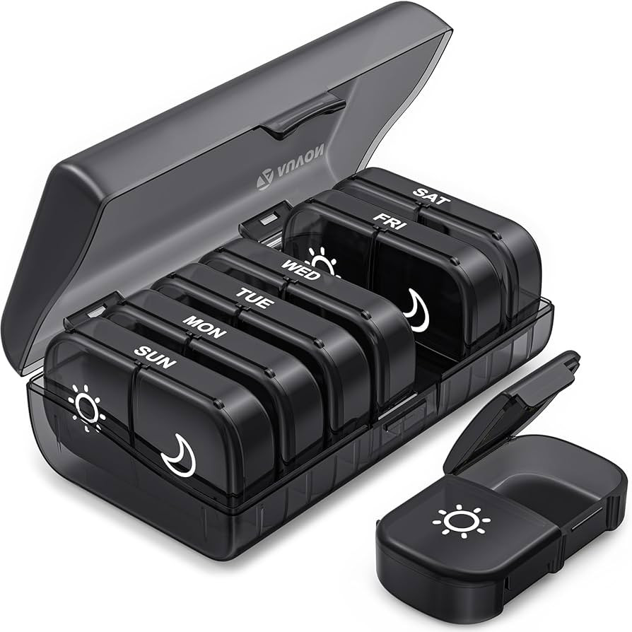 AUVON XL Weekly Pill Organizer 2 Times a Day, Pill Box 7 Day with One-Side Large Openings for Eas... | Amazon (US)