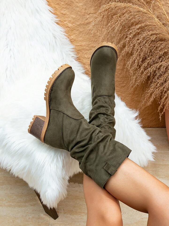 2024 Autumn/Winter Fashion Women Ankle Boots Casual Riding Boots Faux Suede Round Toe Winter Boot... | SHEIN