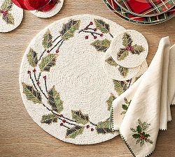 Holly Beaded Placemats - Set of 4 | Pottery Barn (US)