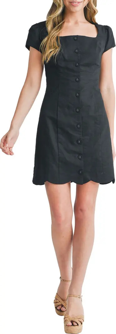 Scallop Hem Cotton & Linen Minidress | Nordstrom Rack