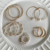 Pearl Design & Gold Hoop Earrings | Hoops, Pearl Earrings, Set, Jewelry | Etsy (US)