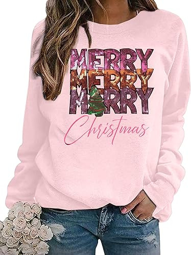 EGELEXY Christmas Sweatshirt Merry Christmas Shirts : Women Christmas Sequin Outfits Christmas Lo... | Amazon (US)