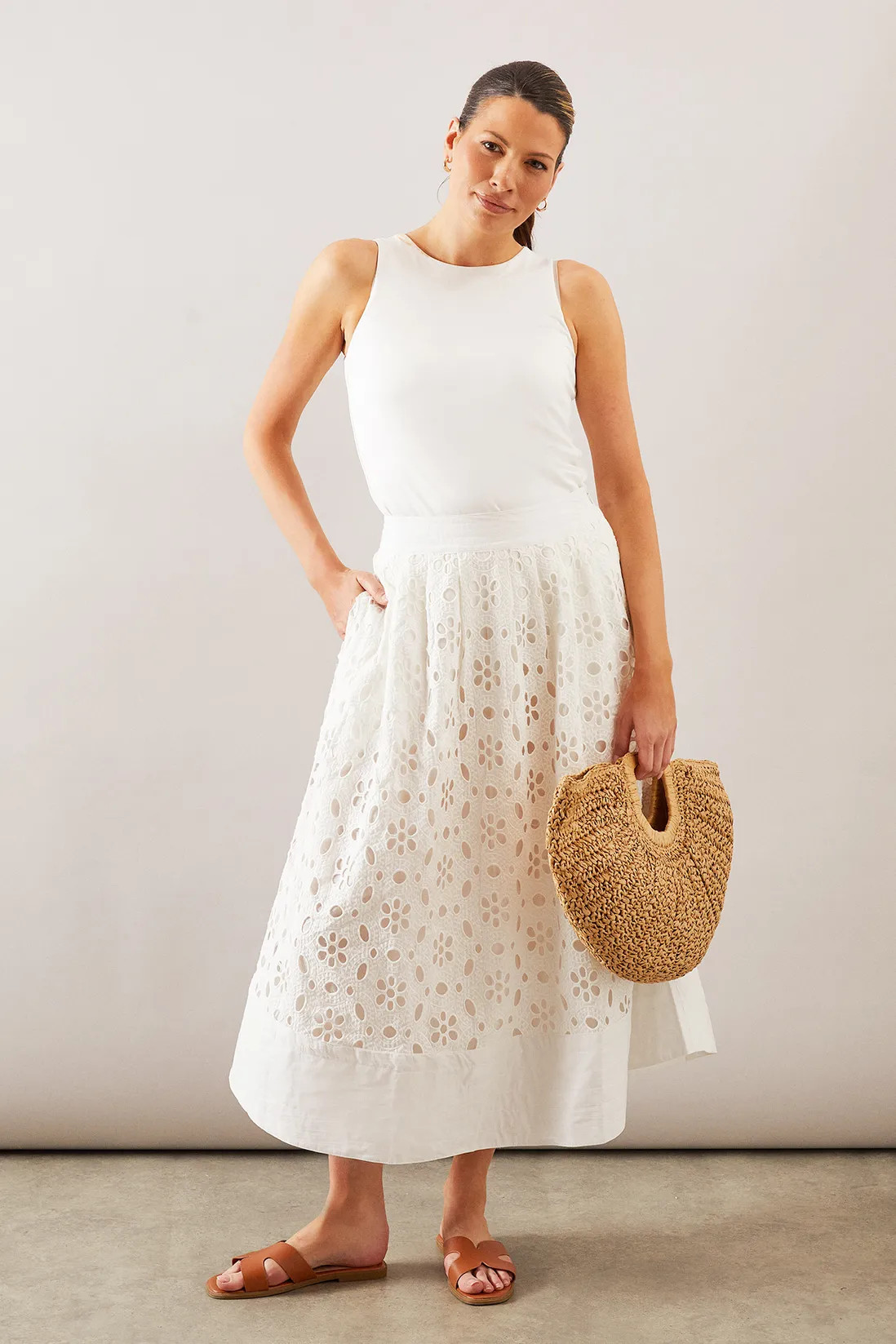 Skirts | Broderie Midaxi Skirt | Wallis | Boohoo.com (UK & IE)