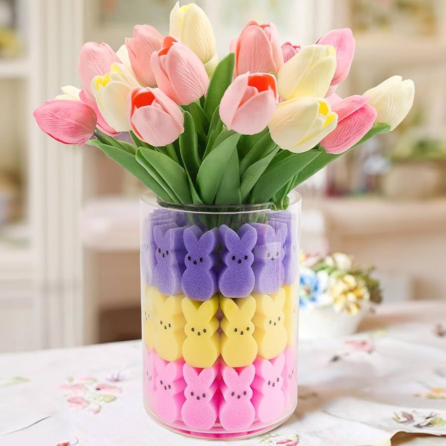 ORIENTAL CHERRY Easter Decorations - Easter Peeps Bunnies Vase Filler Set, Spring Decor Home Deco... | Amazon (US)