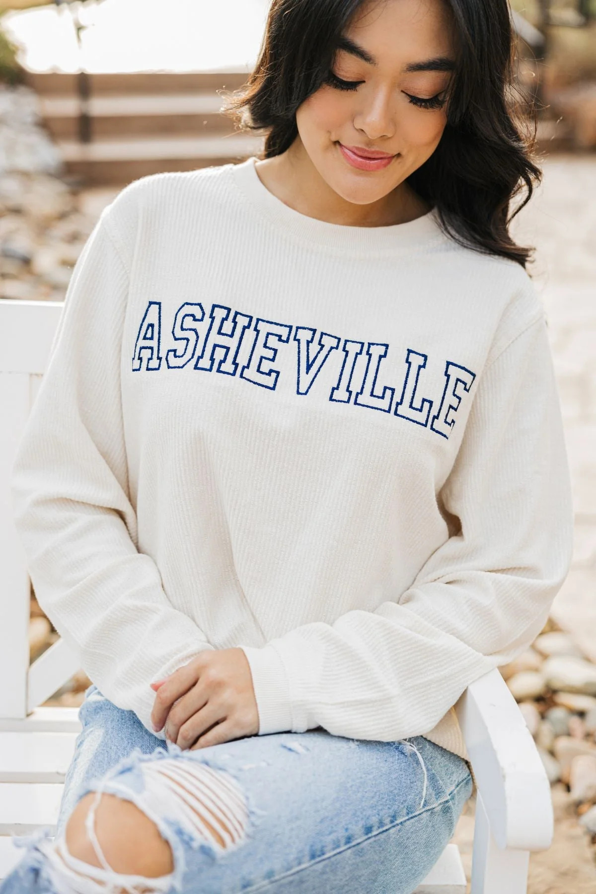 Collegiate Embroidered Corded Sweatshirt | Sprinkled With Pink