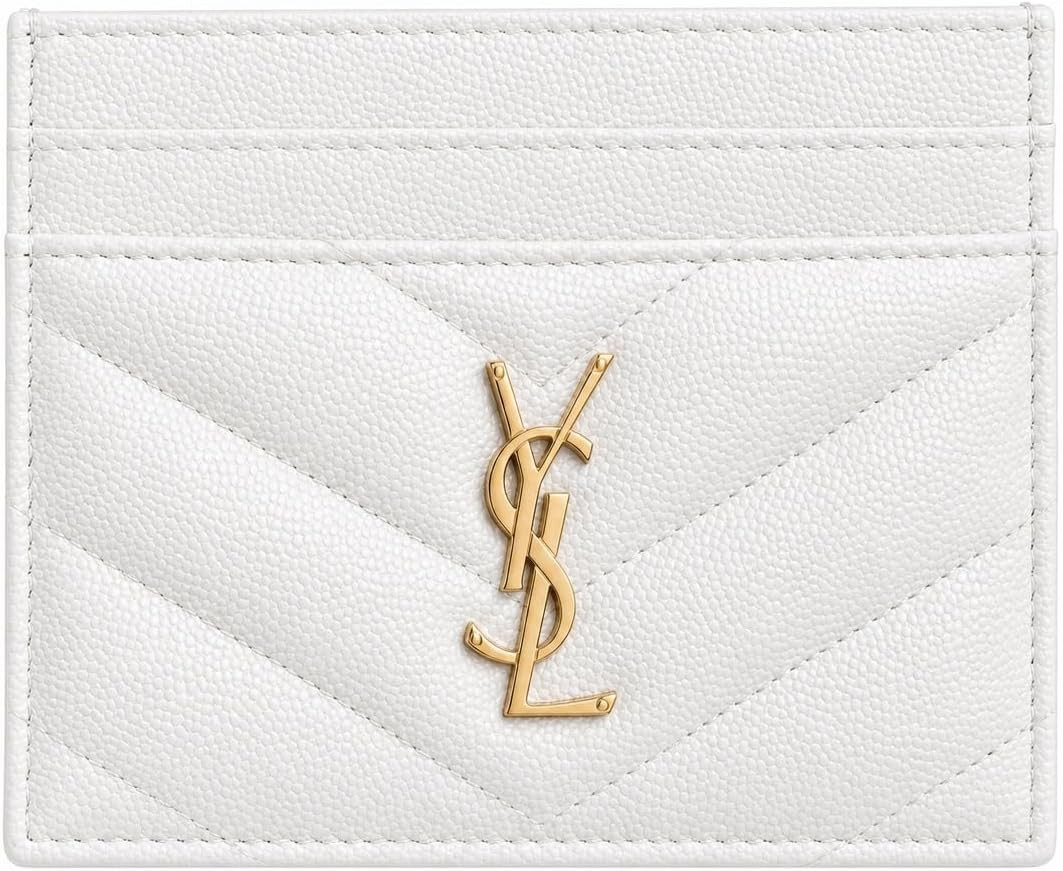 White Leather Card Holder Wallet RFID Blocking 5 Slots and Pocket | Amazon (US)