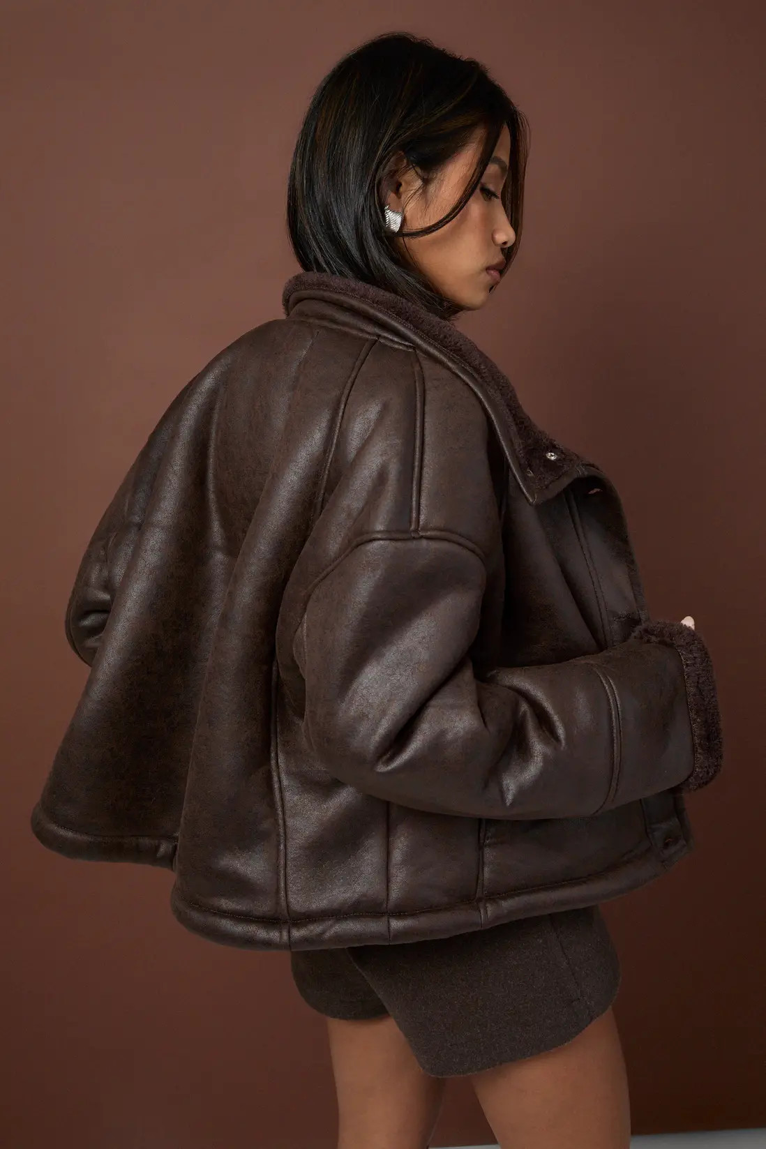 Funnel Neck Faux Fur Lined Aviator | Boohoo.com (UK & IE)