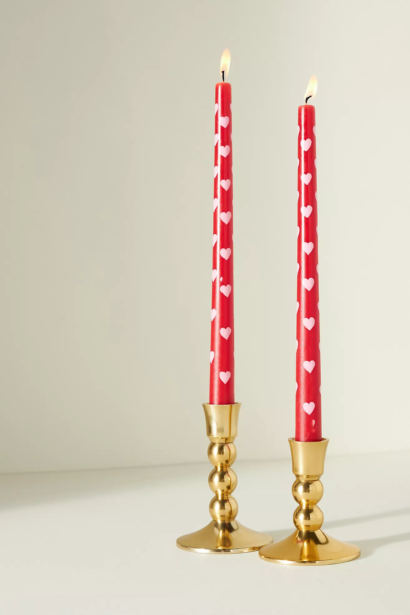 Handpainted Heart Taper Candles, Set of 2 | Anthropologie (US)
