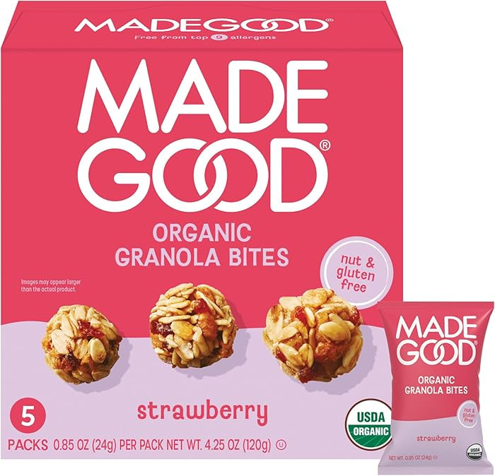 MadeGood Organic Strawberry Granola Bites, 5ct x 0.85oz | Amazon (US)