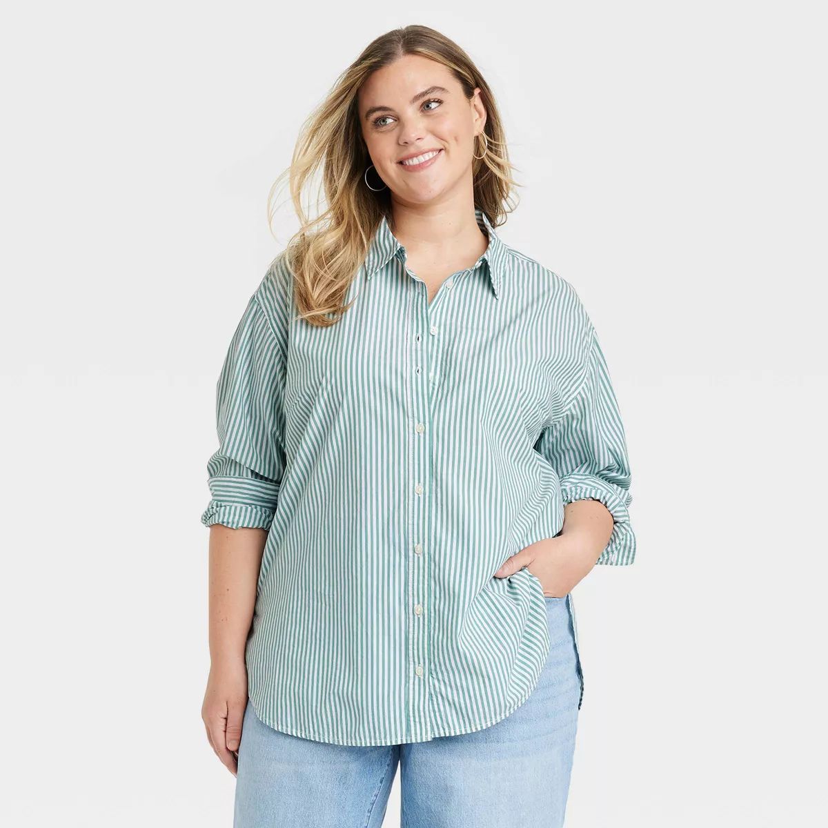 Women's Oversized Long Sleeve Collared Button-Down Shirt - Universal Thread™ | Target