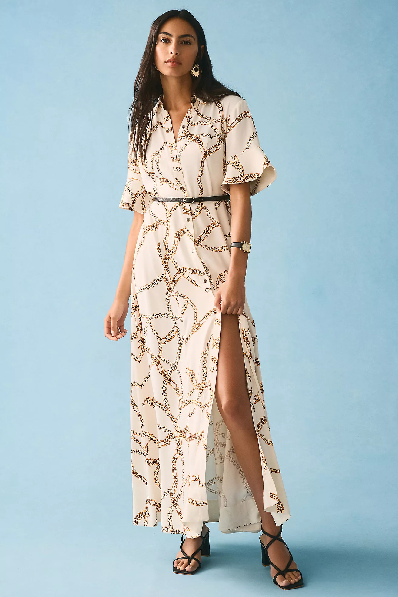 Maeve Printed Short-Sleeve Shirt Dress | Anthropologie (US)