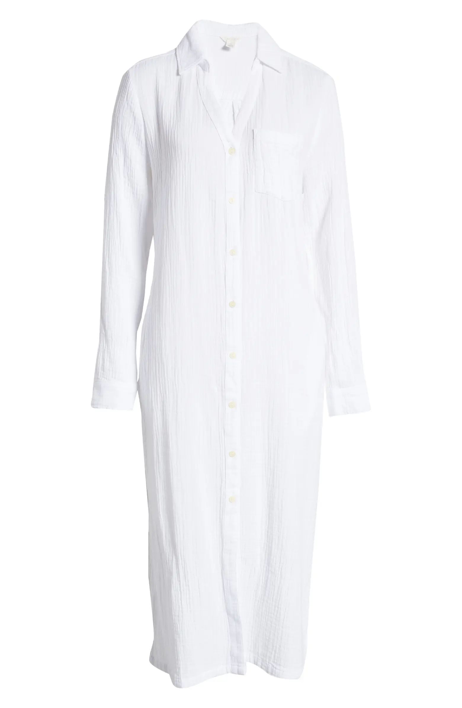 Cotton Gauze Long Sleeve Midi Shirtdress | Nordstrom