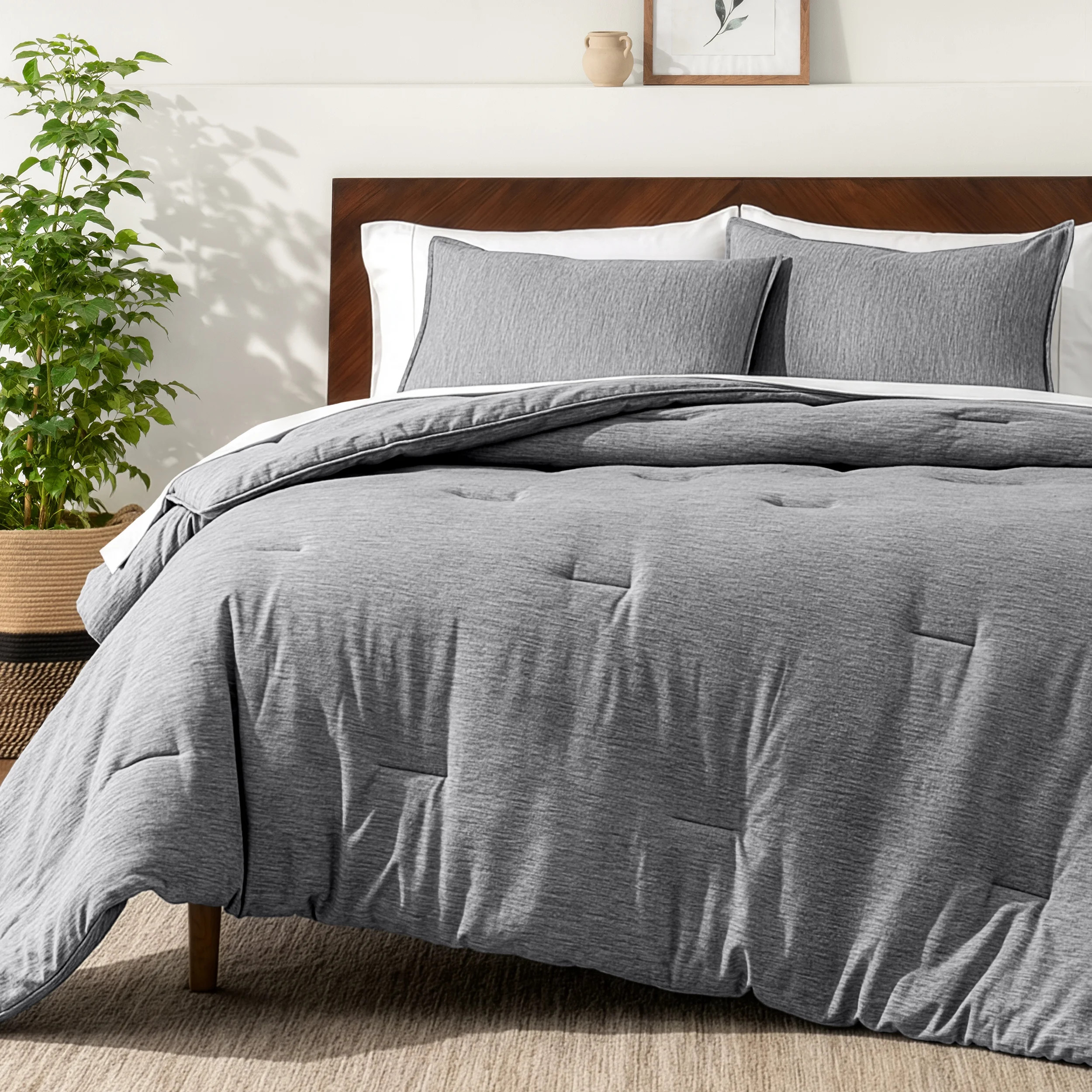 Bare Home Down Alternative Comforter Set - 3-Pieces - All Seasons - Queen, Heather Charcoal | Walmart (US)