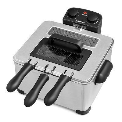 Costway Electric Deep Fryer 5.3 QT/21-Cup Stainless Steel 1700W with Triple Basket Silver | Target