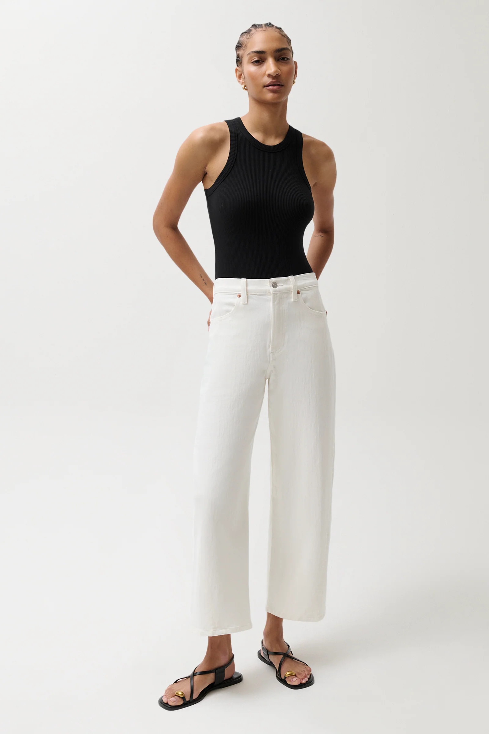 Kyra High Rise Bowed Ankle - Antique White | Pistola Denim