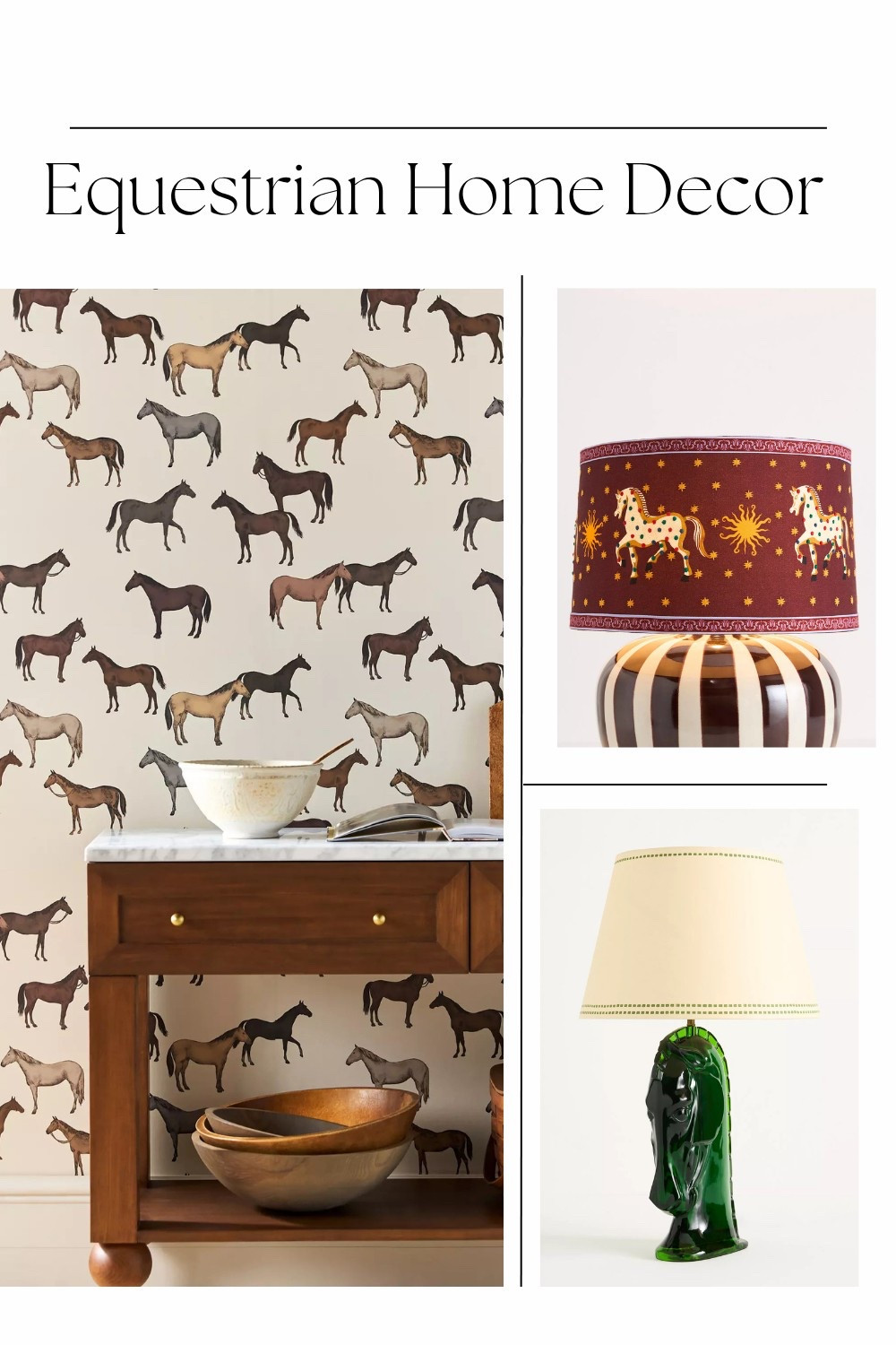 Bring a horsey touch into your home. Horse themed lamps and equestrian wallpaper is always a good idea. 

#LTKHome