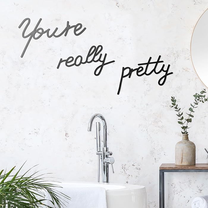 Hotop Bathroom Metal Words Decor You are Like Really Pretty Sign Black Metal Words Decor Bath Art... | Amazon (US)