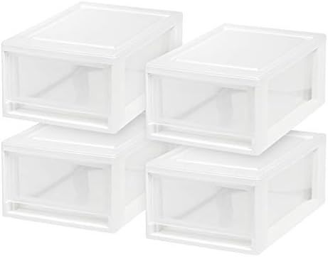 IRIS USA 6 Quart Compact Stacking Storage Drawer, Plastic Drawer Organizer with Clear Doors for U... | Amazon (US)