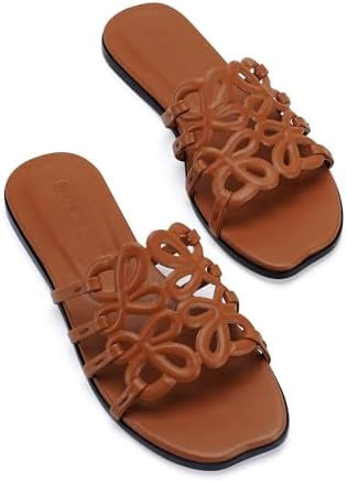 Flat Sandals for Women 2026 Luxury Open Toe Dressy Slip On Sandals Comfortable Slides for Summer | Amazon (US)