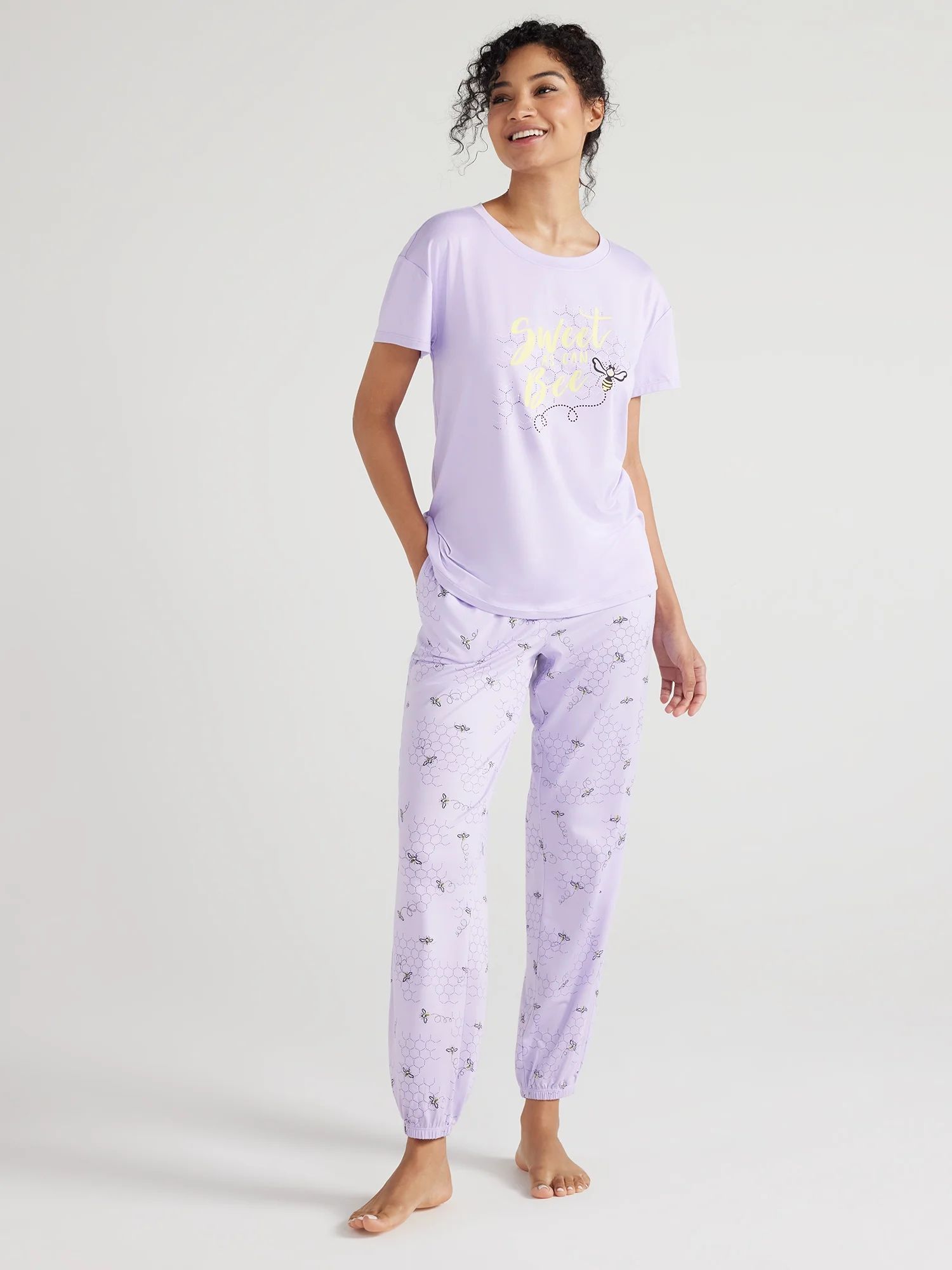 Joyspun Women’s Short Sleeve Tee and Joggers Pajama Set, 2-Piece, Sizes S to 3X | Walmart (US)