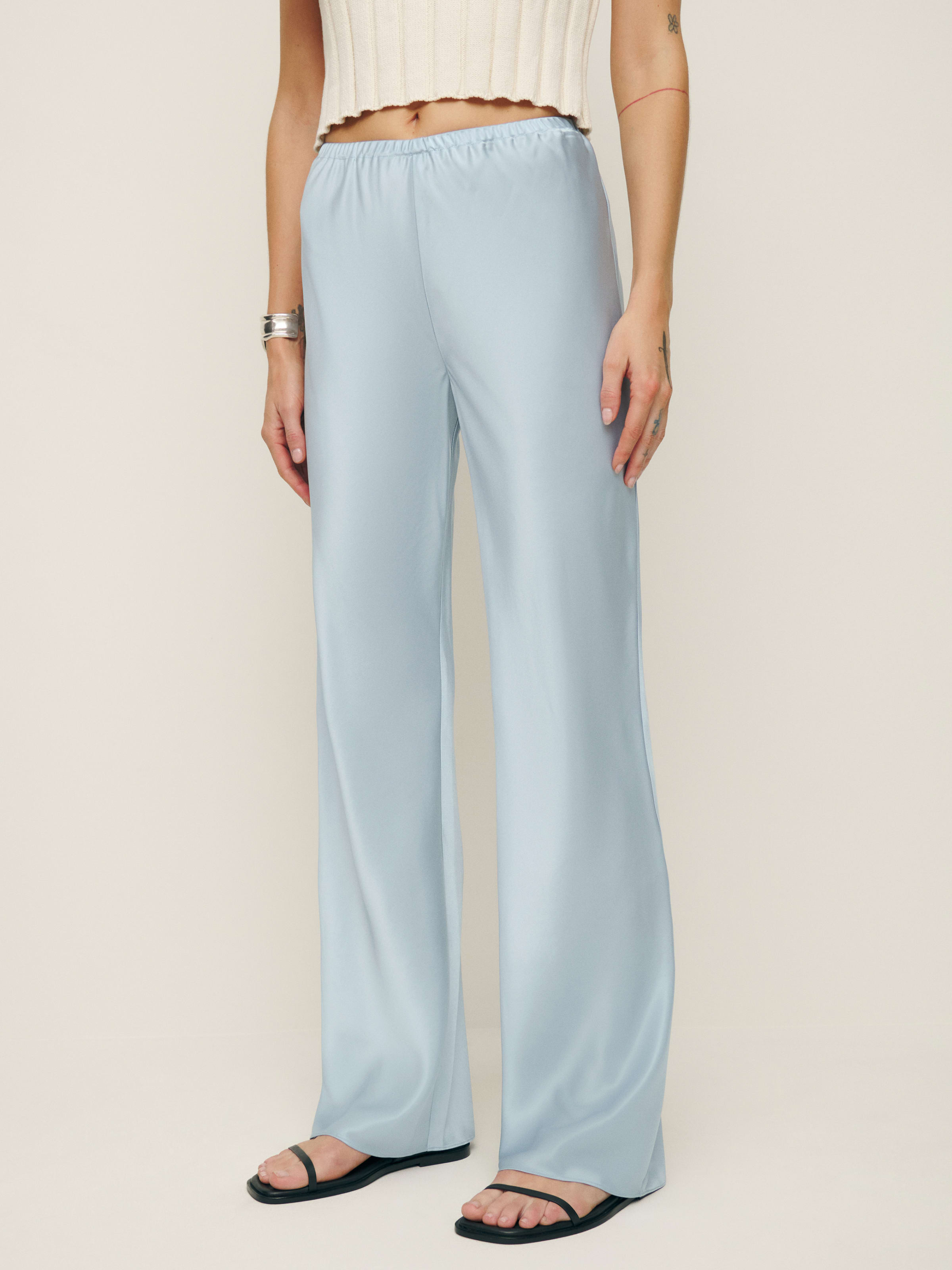 Gale Satin Mid Rise Bias Pant | Reformation (Global)
