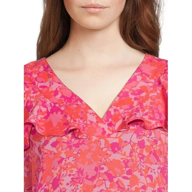The Pioneer Woman V-Neck Flutter Sleeve Blouse, Women's | Walmart (US)