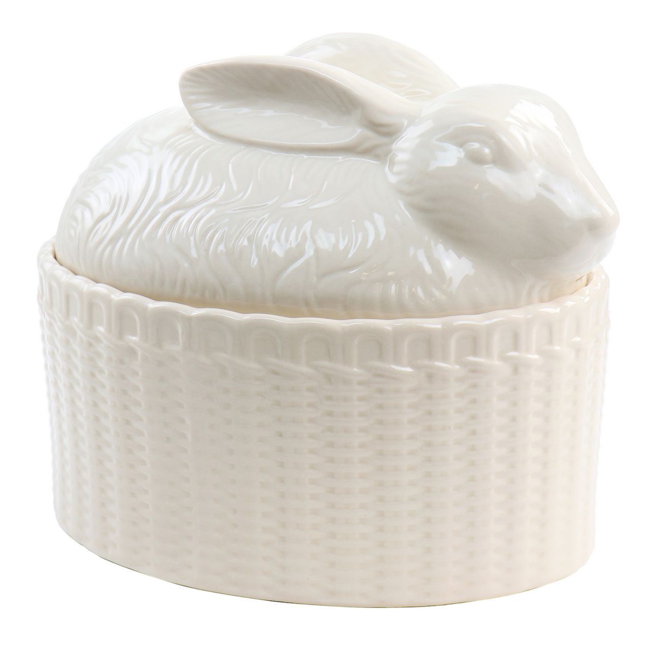 Gibson Everyday 9 Inch Stoneware Sculpted Bunny Covered Oval Baker in Cream | Walmart (US)