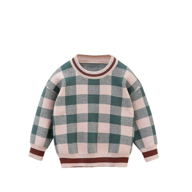 Suanret Baby Kids Boy Sweaters Autumn Winter Long Sleeve Plaids Pullover - Walmart.com | Walmart (US)
