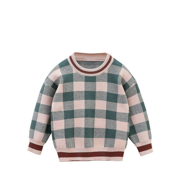 Suanret Baby Kids Boy Sweaters Autumn Winter Long Sleeve Plaids Pullover - Walmart.com | Walmart (US)
