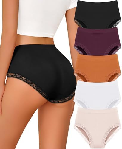 Womens Underwear High Waisted Lace Panties Breathable Full coverage Postpartum Tummy Control Brie... | Amazon (US)