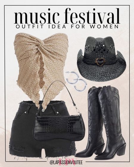 Yeehaw! Saddle up in style with black denim shorts and a tube crop top corset for that perfect blend of sass and edge. Top it off with statement hoop earrings, a straw cowboy hat, and a chic shoulder bag. Finish the look with cowgirl knee-high boots for a touch of Western flair. Giddy up, festival fashionistas! 🤠

#LTKstyletip #LTKfindsunder100 #LTKFestival