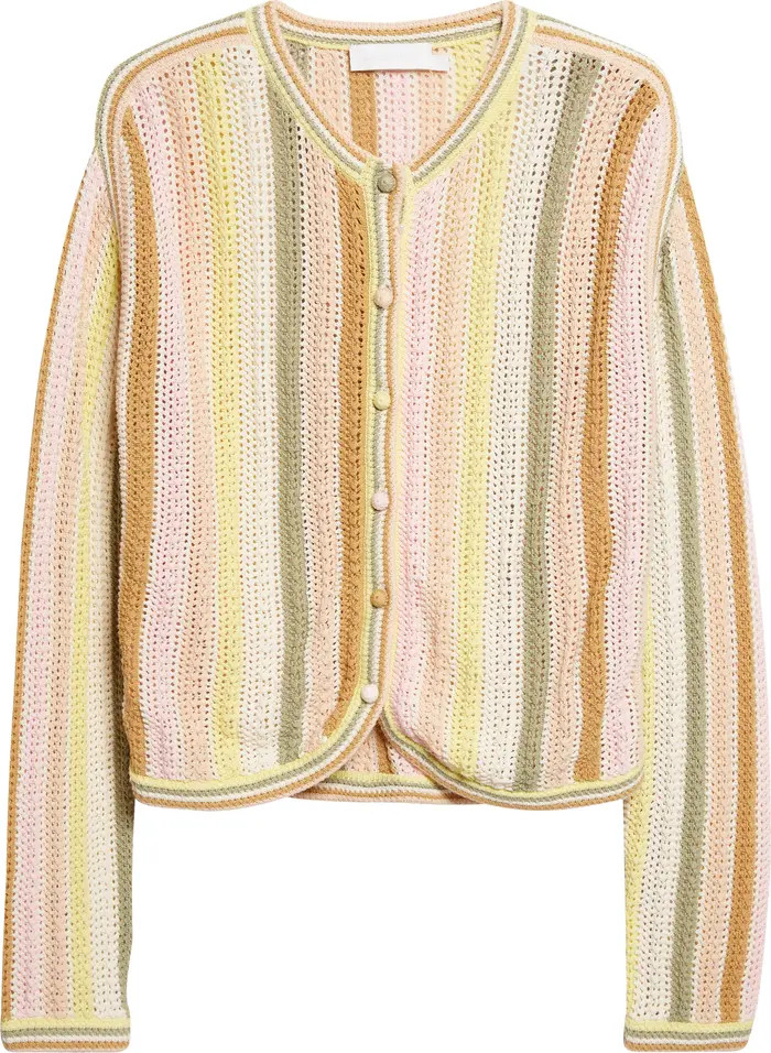 Indra Stripe Cotton Open Stitch Cardigan | Nordstrom