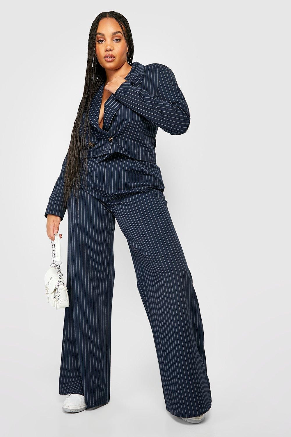 Plus Tailored Pinstripe Wide Leg Pants | Boohoo.com (US & CA)