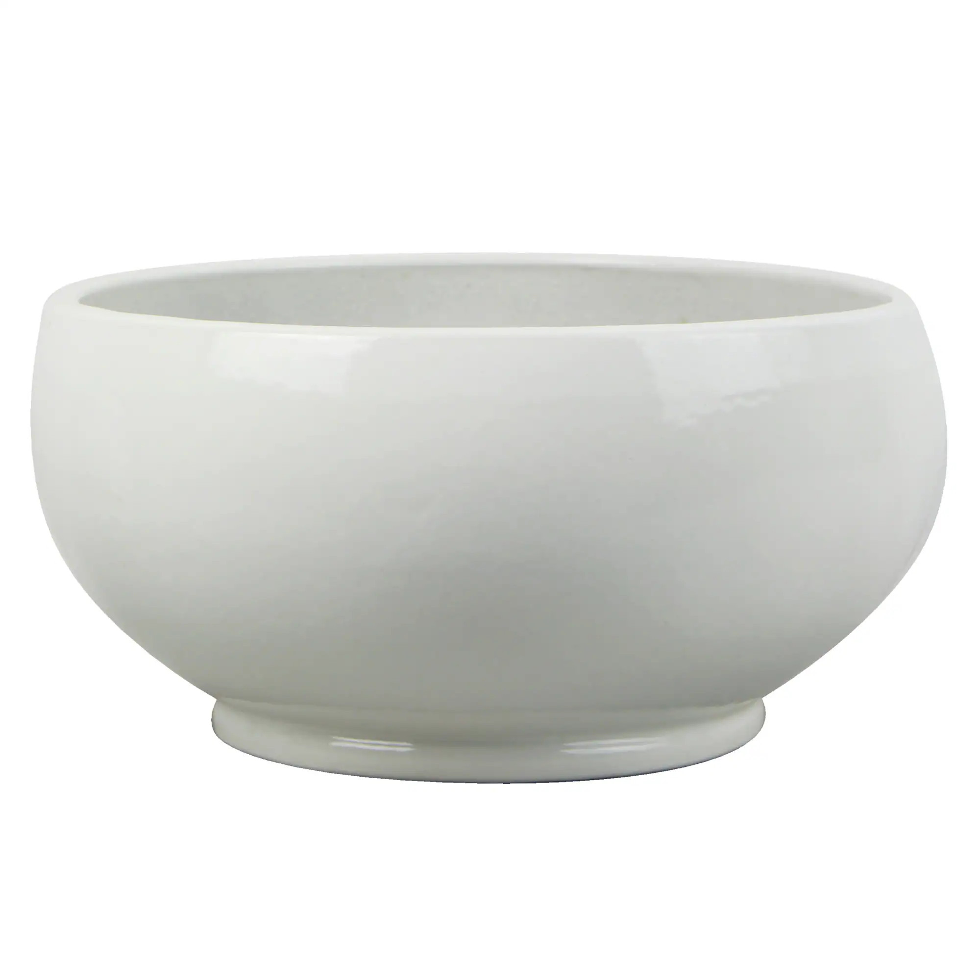 allen + roth Round 15.4-in W Medium White Ceramic Outdoor Low bowl planter with Drainage Holes | CR20016-16W | Lowe's