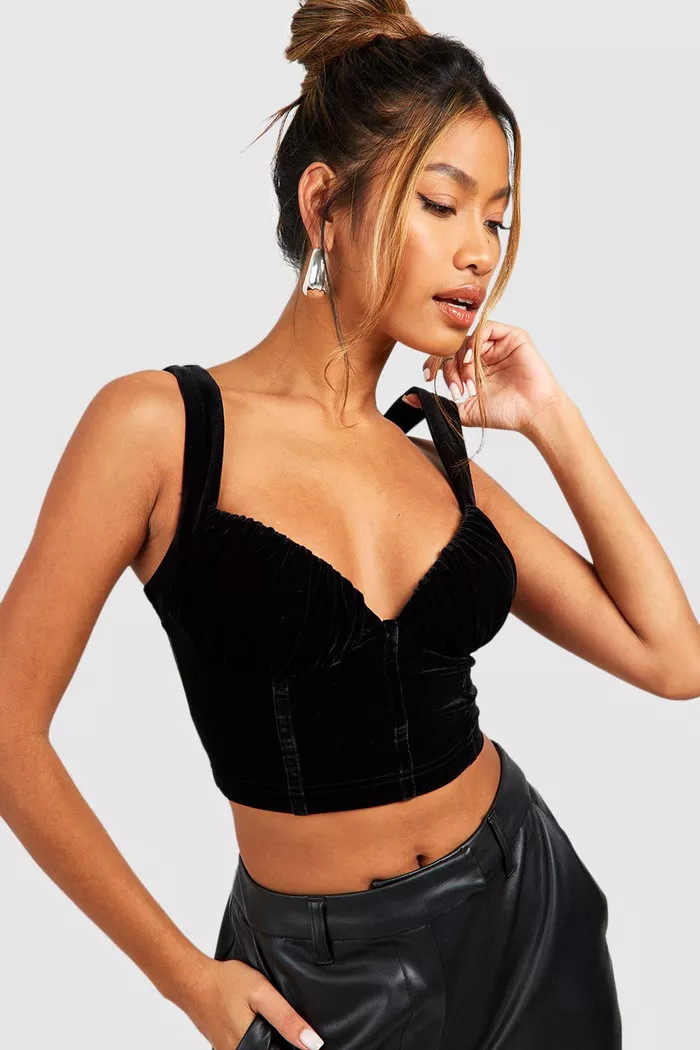 Velvet Rouche Bust Corset | boohoo (US & Canada)