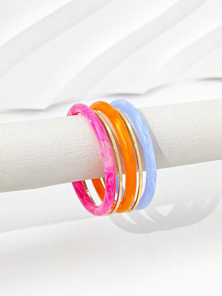 Set van 5 vintage damesarmbanden van acrylhars, gelaagd, geschikt voor dagelijks gebruik (willeke... | SHEIN